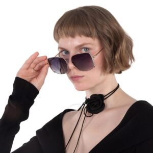 Guess Women's Rose Gold Rectangular Sunglasses : GF0409-28T